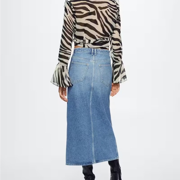 Mango Slit Denim Midi Skirt - Picture 2 of 5